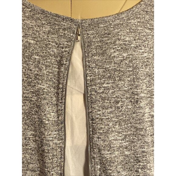 Lane Bryant Black Heathered Sweater Sheer Trim Zip Up Back Scoop Neck SZ 14/16 - Picture 5 of 11